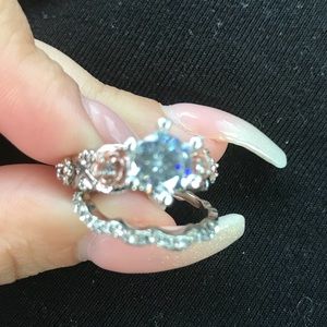 Two tone sterling silver two piece ring